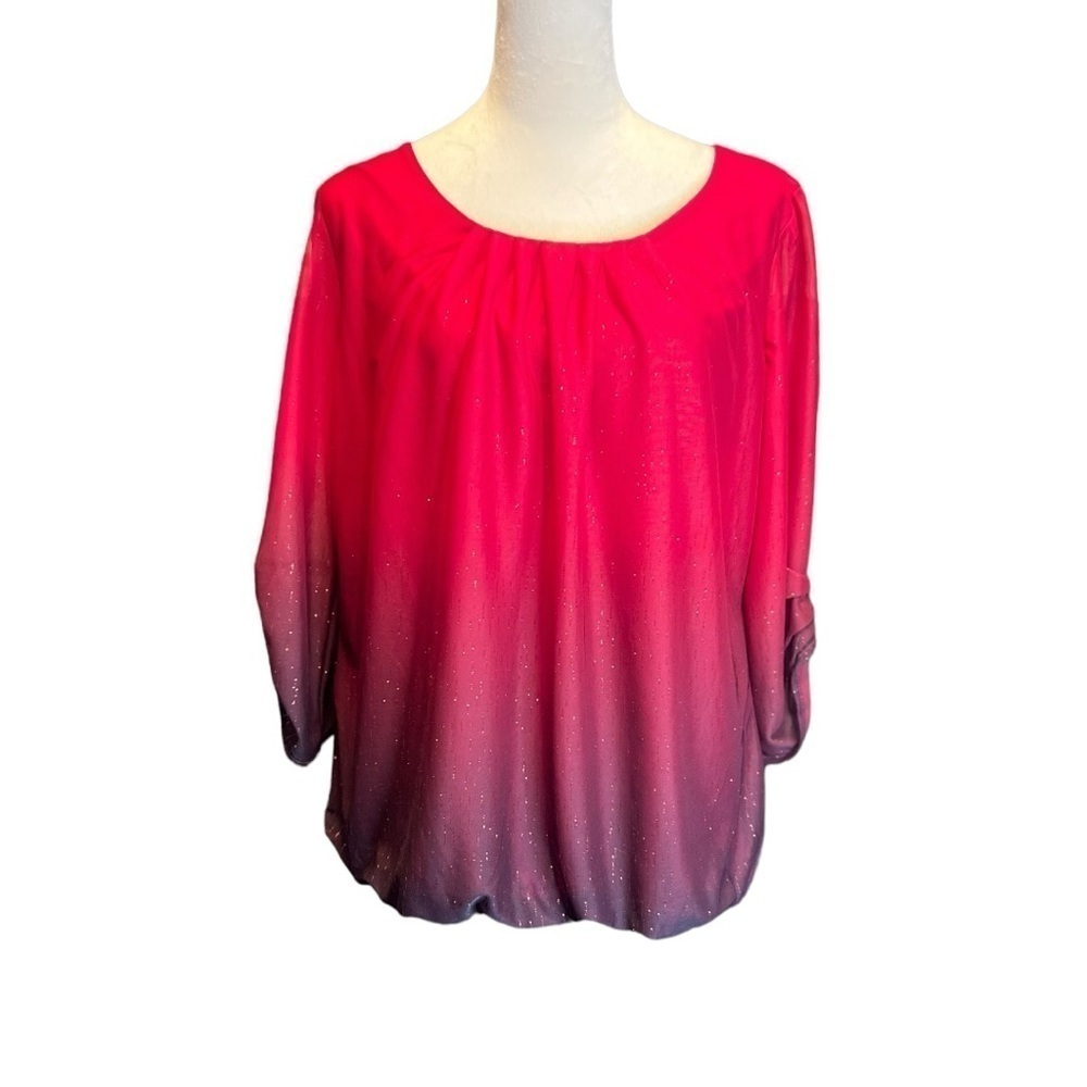 Sara michelle dark red sparkle blouse size L NWT